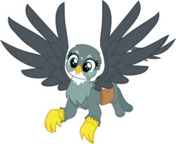 Size: 9347x7648 | Tagged: safe, artist:pink1ejack, gabby, griffon, g4, the fault in our cutie marks, absurd resolution, bag, cute, female, flying, inkscape, mailbag, simple background, solo, transparent background, vector