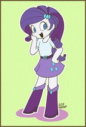 Size: 500x738 | Tagged: safe, artist:uotapo, rarity, human, equestria girls, g4, clothes, cute, dress, female, looking at you, open mouth, open smile, raribetes, skirt, smiling, smiling at you, solo