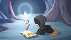 Size: 1920x1080 | Tagged: safe, oc, oc only, oc:gari, pony, children of the night, candle, cloak, clothes, hood, quill, solo
