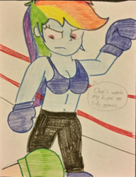 Size: 1080x1408 | Tagged: safe, artist:toyminator900, rainbow dash, equestria girls, g4, belly button, boxing, boxing gloves, offscreen character, pov