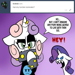 Size: 576x576 | Tagged: safe, artist:pembroke, rarity, sweetie belle, g4, dialogue, meanie belle, pitfall rarity
