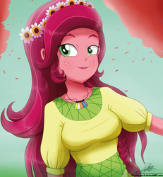 Size: 2050x2222 | Tagged: safe, artist:the-butch-x, gloriosa daisy, equestria girls, g4, my little pony equestria girls: legend of everfree, adorasexy, breasts, busty gloriosa daisy, clothes, commission, cute, daisybetes, female, flower, flower in hair, freckles, geode of fauna, geode of shielding, geode of super speed, geode of super strength, geode of telekinesis, high res, magical geodes, sexy, signature, solo, uotapo-ish