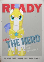 Size: 2500x3500 | Tagged: safe, artist:btedge116, pegasus, pony, high res, join the herd, love and tolerance, male, pegasus royal guard, poster, royal guard, solo, stallion