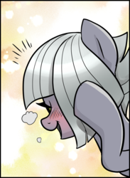 Size: 964x1320 | Tagged: safe, artist:pencils, limestone pie, earth pony, pony, comic:anon's pie adventure, g4, blushing, cropped, cute, female, limabetes, mare, open mouth, solo