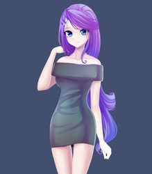 Size: 700x800 | Tagged: safe, artist:yunajee, rarity, human, blue background, clothes, cute, dress, female, humanized, looking at you, raribetes, simple background, solo