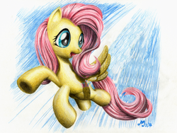 Size: 1200x900 | Tagged: safe, artist:michiito, fluttershy, pony, g4, female, solo, traditional art