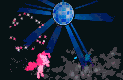 Size: 943x613 | Tagged: safe, budge studios, screencap, pinkie pie, twilight sparkle, alicorn, changeling, pony, g4, my little pony: harmony quest, animated, dancing, disco ball, game, gif, music notes, twilight sparkle (alicorn)