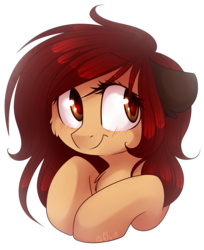 Size: 1024x1254 | Tagged: safe, artist:starlyfly, oc, oc only, earth pony, pony, blushing, bust, colored pupils, female, floppy ears, mare, portrait, simple background, solo, transparent background