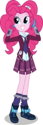 Size: 2583x7500 | Tagged: safe, artist:limedazzle, pinkie pie, equestria girls, g4, absurd resolution, alternate hairstyle, alternate universe, bracelet, clothes, crystal prep academy uniform, female, jewelry, school uniform, show accurate, simple background, smiling, socks, solo, transparent background