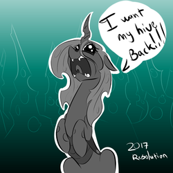 Size: 1000x1000 | Tagged: safe, artist:xxmarkingxx, queen chrysalis, changeling, changeling queen, g4, to where and back again, crying, cute, cutealis, dialogue, female, former queen chrysalis, open mouth, rearing, sad, sadorable, solo, woobie, yelling