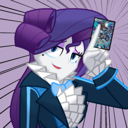Size: 1000x1000 | Tagged: safe, artist:geraritydevillefort, rarity, the count of monte rainbow, equestria girls, g4, clothes, crossover, duel masters, female, rarifort, solo, the count of monte cristo, villefort