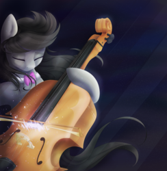 Size: 1024x1050 | Tagged: safe, artist:csox, octavia melody, earth pony, pony, g4, bow (instrument), bowtie, cello, eyes closed, female, musical instrument, solo, windswept mane