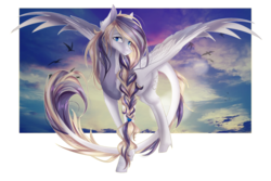 Size: 2244x1500 | Tagged: safe, artist:lunastyczna, oc, oc only, pegasus, pony, female, mare, solo, spread wings, wings