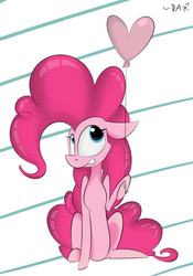 Size: 2715x3885 | Tagged: safe, artist:ratann, pinkie pie, earth pony, pony, g4, balloon, female, heart, heart balloon, high res, solo