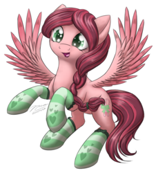 Size: 1024x1131 | Tagged: safe, artist:novaintellus, oc, oc only, oc:pink peppermint, pegasus, pony, clothes, female, mare, socks, solo, striped socks