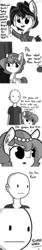 Size: 792x4752 | Tagged: safe, artist:tjpones, oc, oc only, oc:brownie bun, oc:richard, earth pony, human, pony, horse wife, :|, comic, dialogue, ear fluff, grayscale, hoof hold, interview, lewd, microphone, monochrome, new year, poker face, reporter, simple background, this will end in snu snu, white background