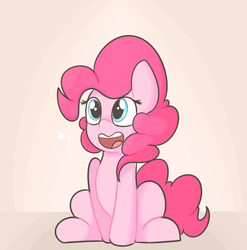 Size: 3440x3488 | Tagged: safe, artist:mr-degration, pinkie pie, earth pony, pony, g4, female, high res, open mouth, sitting, smiling, solo, stars