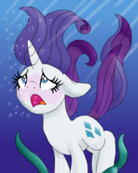 Size: 800x1000 | Tagged: safe, anonymous artist, derpibooru exclusive, rarity, pony, unicorn, g4, asphyxiation, bubble, commission, drowning, female, fetish, imminent death, mare, seaweed, solo, tangled up, tentacles, underwater