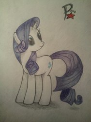 Size: 576x768 | Tagged: safe, artist:ponystarpony, rarity, pony, g4, female, looking at something, solo, traditional art