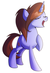 Size: 1127x1646 | Tagged: safe, artist:drawntildawn, oc, oc only, oc:sunburnt bliss, pony, unicorn, female, mare, open mouth, simple background, singing, solo, transparent background