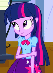 Size: 370x505 | Tagged: safe, screencap, twilight sparkle, equestria girls, g4, animated, clothes, cropped, cute, female, gif, skirt, solo, twiabetes