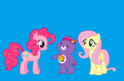 Size: 2348x1544 | Tagged: safe, fluttershy, pinkie pie, g4, andrea libman, care bears, care bears adventures of care a lot, harmony bear, voice actor joke