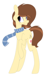 Size: 600x1004 | Tagged: safe, artist:forestemni, oc, oc only, earth pony, pony, clothes, raised hoof, scarf, simple background, solo, transparent background