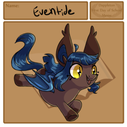 Size: 1024x1029 | Tagged: safe, artist:vampireselene13, oc, oc only, oc:eventide everlight, bat pony, pony, female, filly, solo