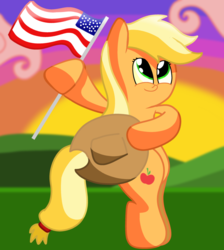 Size: 2643x2956 | Tagged: safe, artist:laserpewpewrblx, applejack, earth pony, pony, g4, american flag, amerijack, bipedal, female, flag, high res, solo, united states