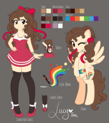 Size: 1500x1700 | Tagged: safe, artist:lucy-tan, oc, oc only, pegasus, pony, equestria girls, g4, clothes, dress, equestria girls-ified, ponysona, socks, solo, thigh highs, thigh socks