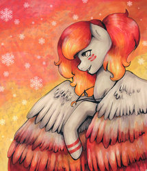 Size: 1024x1188 | Tagged: safe, artist:wenorna32lily, oc, oc only, oc:red snow, pony, ponytail, solo