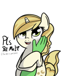Size: 937x1095 | Tagged: safe, artist:neuro, sweet biscuit, oc, oc:anon, human, pony, unicorn, g4, adorabiscuit, bipedal, caress, cute, female, hand, hug, human on pony petting, looking up, mare, open mouth, pet request, petting, poner, simple background, smiling, solo focus, transparent background