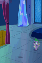 Size: 143x214 | Tagged: safe, edit, edited screencap, editor:watermelon changeling, screencap, princess luna, spike, alicorn, dragon, pony, do princesses dream of magic sheep, g4, animated, flapping, gif, gif for breezies, picture for breezies, reversed