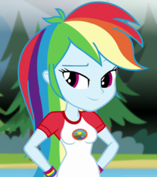 Size: 610x690 | Tagged: safe, edit, edited screencap, editor:ah96, screencap, rainbow dash, equestria girls, g4, my little pony equestria girls: legend of everfree, breast edit, breasts, cropped, female, solo