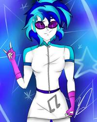 Size: 1200x1500 | Tagged: safe, artist:yaek144, dj pon-3, vinyl scratch, equestria girls, g4, female, solo, sunglasses