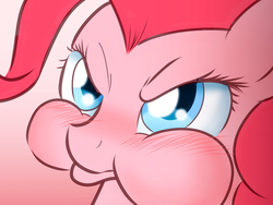 Size: 1600x1200 | Tagged: safe, artist:phoenixperegrine, pinkie pie, pony, g4, angry, blushing, cute, diapinkes, female, ponk, puffy cheeks, solo