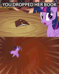 Size: 386x477 | Tagged: safe, edit, edited screencap, screencap, lord tirek, twilight sparkle, alicorn, pony, g4, twilight's kingdom, animated, book, disproportionate retribution, doomed, dropped, gif, magic blast, super saiyan princess, that pony sure does love books, twilight sparkle (alicorn)