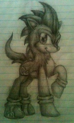 Size: 618x1023 | Tagged: safe, artist:surprisethepony9000, pony, lined paper, male, ponified, solo, sonic the hedgehog, sonic the hedgehog (series), traditional art