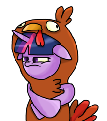 Size: 3348x3793 | Tagged: safe, artist:laserpewpewrblx, twilight sparkle, pony, turkey, g4, animal costume, clothes, costume, female, high res, simple background, solo, transparent background, turkey costume, unamused