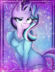 Size: 1024x1325 | Tagged: safe, artist:animechristy, starlight glimmer, unicorn, anthro, g4, adorasexy, clothes, cute, female, sexy, signature, solo, sweater