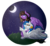 Size: 5400x5000 | Tagged: safe, artist:amazing-artsong, oc, oc only, oc:brooke flower, oc:star seeker, hippogriff, pegasus, pony, absurd resolution, female, mare, moon, night, pointing, prone