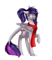 Size: 1817x2072 | Tagged: safe, artist:ohhoneybee, oc, oc only, oc:bladeraw, pegasus, pony, clothes, female, mare, raised hoof, scarf, simple background, solo, tongue out, transparent background