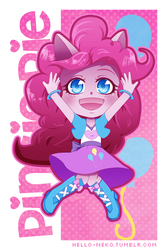 Size: 500x750 | Tagged: safe, artist:starbearstudio, pinkie pie, equestria girls, g4, boots, bracelet, chibi, clothes, colored pupils, cute, diapinkes, female, high heel boots, jewelry, ponied up, skirt, skirt lift, solo