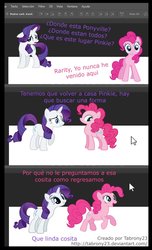 Size: 1024x1680 | Tagged: safe, artist:tabrony23, pinkie pie, rarity, comic:ponys en photoshop, g4, breaking the fourth wall, comic, photoshop, show accurate, spanish, translated in the comments