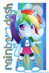 Size: 400x600 | Tagged: safe, artist:starbearstudio, rainbow dash, equestria girls, g4, boots, chibi, colored pupils, female, ponied up, solo