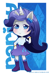 Size: 400x600 | Tagged: safe, artist:starbearstudio, rarity, equestria girls, g4, boots, bracelet, chibi, colored pupils, female, high heel boots, horn, horned humanization, jewelry, ponied up, solo