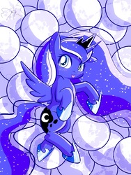 Size: 960x1280 | Tagged: safe, artist:phoenixperegrine, princess luna, pony, g4, :p, blushing, female, looking at you, mare in the moon, moon, solo, tongue out