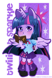 Size: 400x600 | Tagged: safe, artist:starbearstudio, twilight sparkle, alicorn, anthro, g4, blushing, book, chibi, clothes, cute, equestria girls outfit, female, leg warmers, pleated skirt, shoes, skirt, solo, spread wings, twiabetes, twilight sparkle (alicorn)