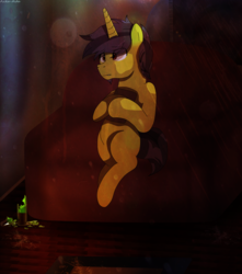 Size: 3830x4339 | Tagged: safe, artist:asika-aida, comet tail, pony, g4, absurd resolution, bottle, male, rain, solo