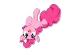 Size: 500x350 | Tagged: safe, artist:lilapudelpony, pinkie pie, earth pony, pony, g4, cute, diapinkes, female, happy, on back, open mouth, pixel art, ponk, silly, simple background, solo, transparent background, upside down